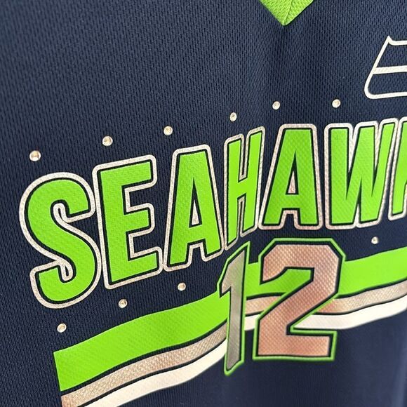 Seattle Seahawks Football Women’s Fan #12 Jersey Front Bling Accents Size XXL - Picture 3 of 11